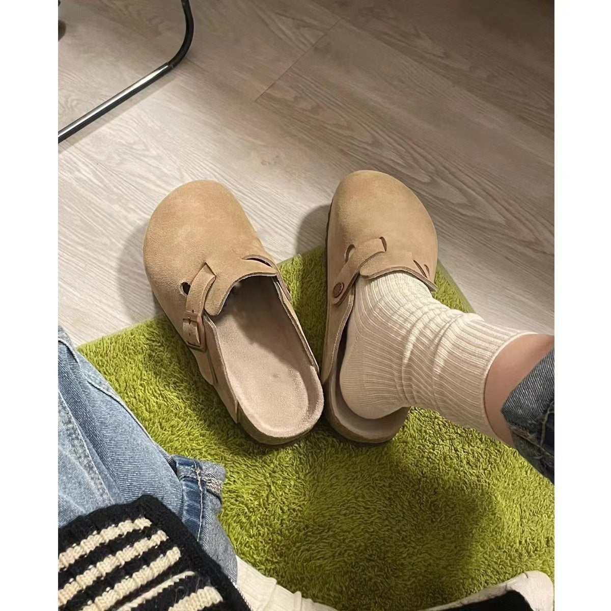 New Baotou flat slippers women's spring and autumn new retro fashion versatile Birkenstock shoes women's wear non-slip