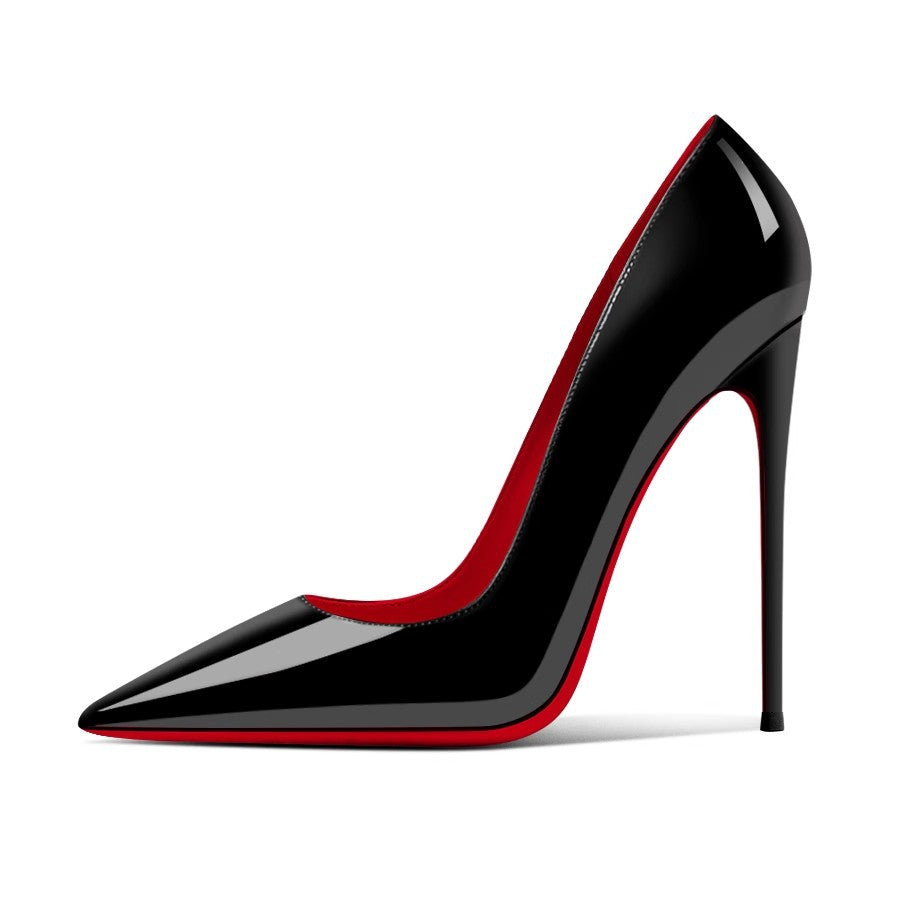 High Heels Bed Erotic Cannon Shoes Women's Stiletto Heels 2023 New Autumn Black 10cm Sexy Pointed-toe Single Shoes