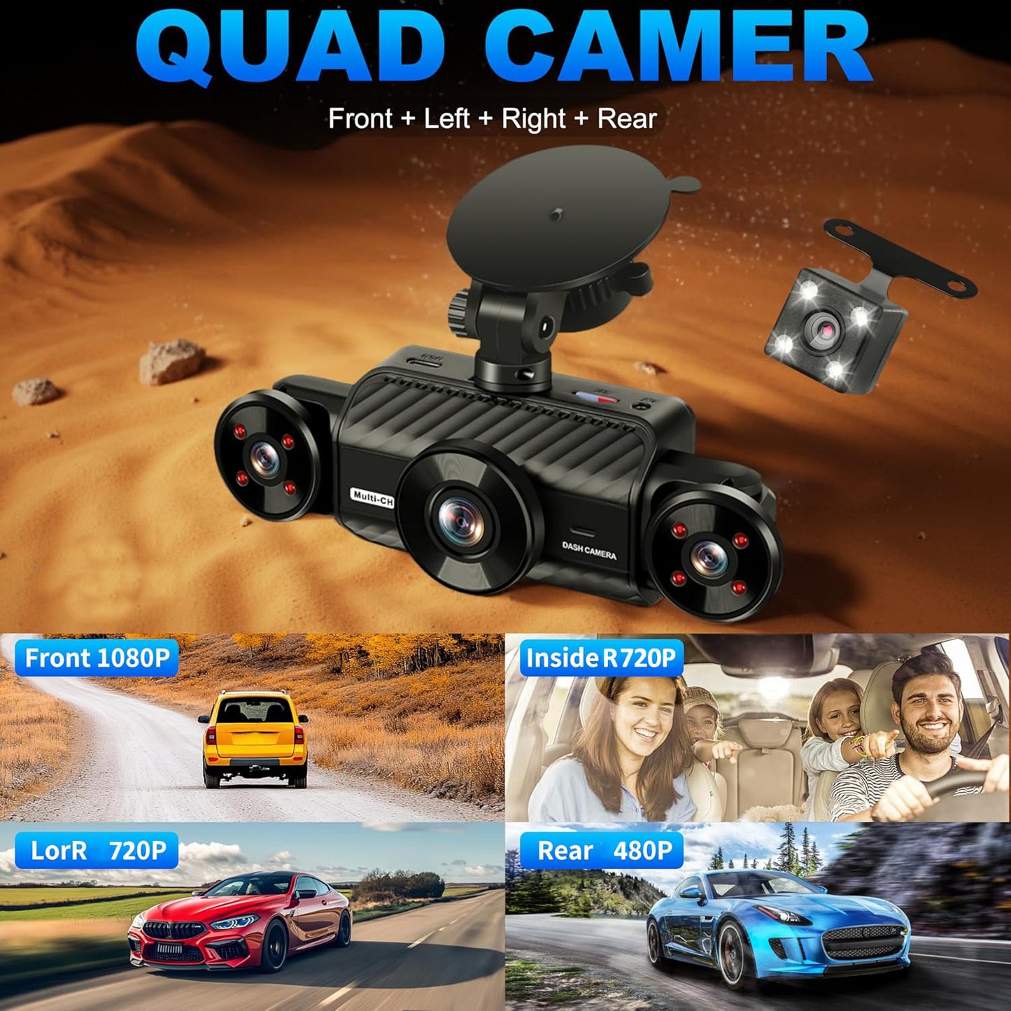 Cross-border S21 quad recording and simultaneous display car camera 1080P high-definition infrared night vision monitoring dash cam