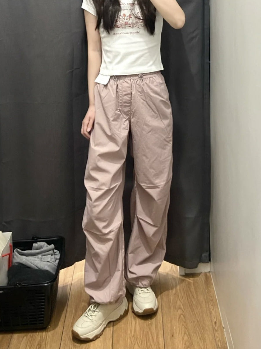 Summer 2024 New Parachute Pants Women's Casual Wide Leg Pants Sweat Wicking Quick-Drying Cargo Sweat Pants 464888