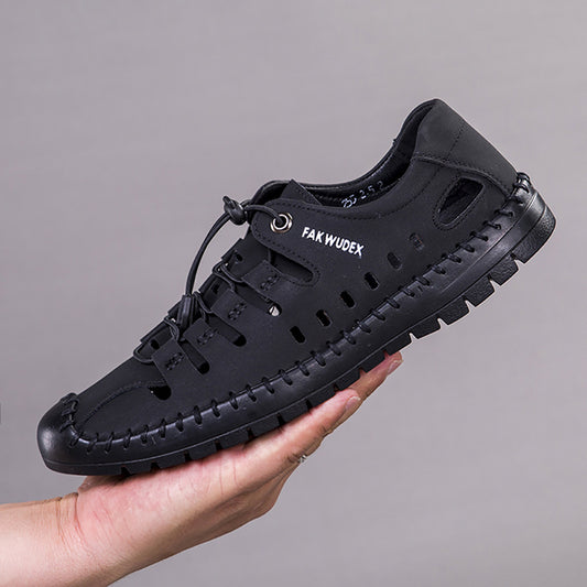 Foreign trade cross-border 2025 summer new men's sandals, hole shoes, beach outdoor leather shoes, men's soft-soled breathable casual shoes