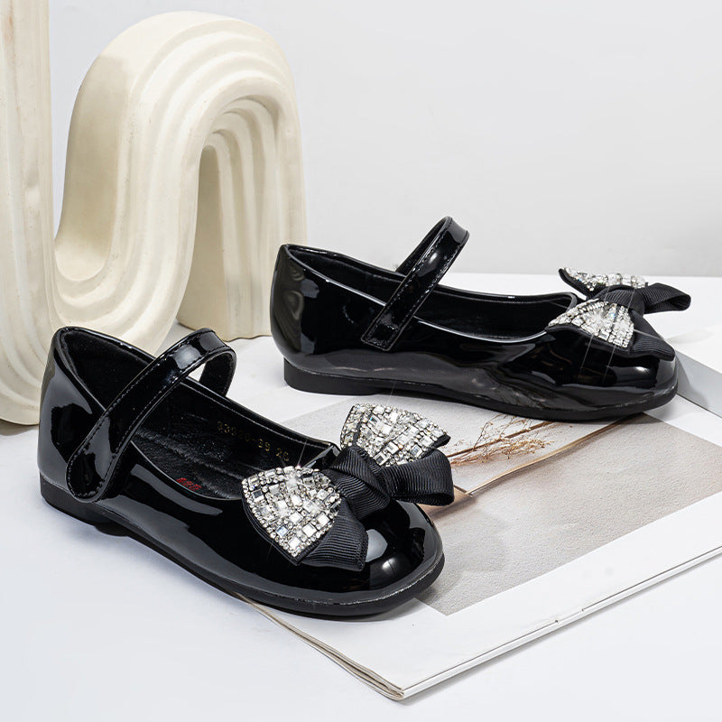 Girls' small leather shoes 2026 spring and autumn new red bow female treasure princess shoes fashion children's non-slip flat shoes