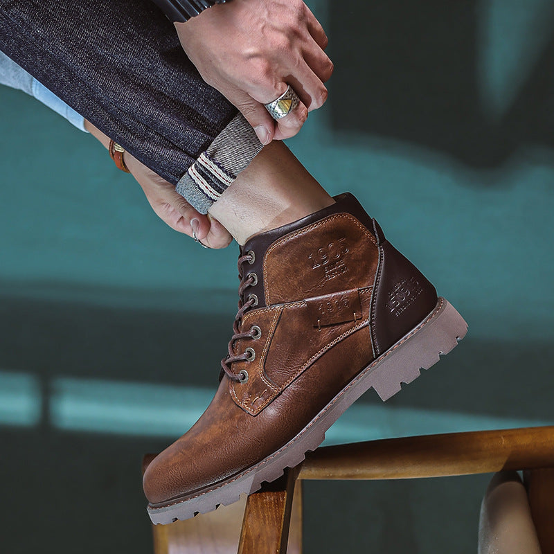 Amazon cross-border new Martin boots, shoes, men's shoes, vintage British leather boots, fashion high-top workwear style boots