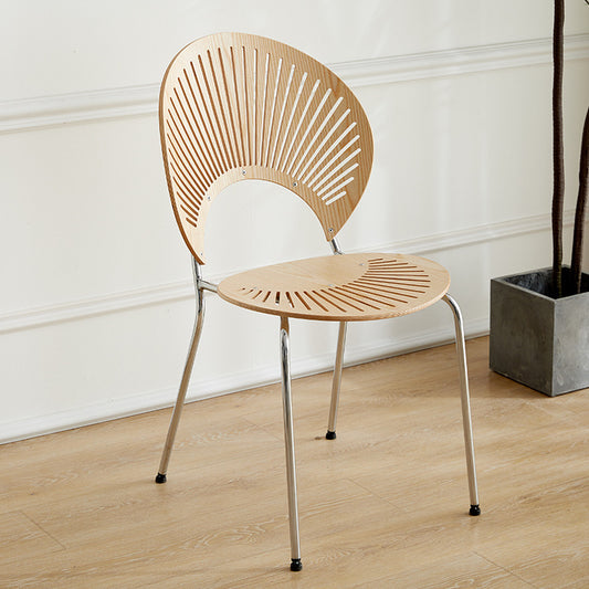 Nordic Dining Chair Solid Wood Household Coffee Chair Backrest Retro Dining Chair Simple Negotiation Casual Seashell Chair Wholesale