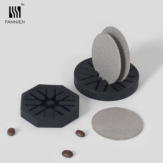 espresso machine, stainless steel, sintered sheet, storage seat, handle, powder bowl, secondary water distribution net, filter, silicone storage rack