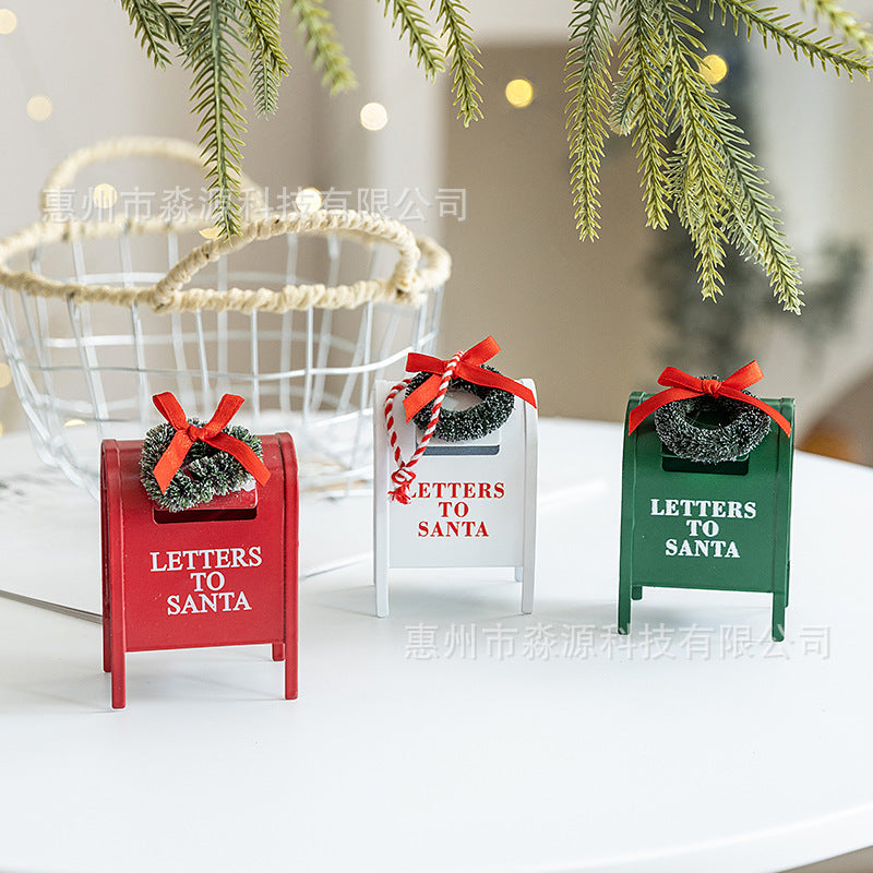 Cross-border Christmas wreath mailbox pendant Christmas tree decoration desktop landscaping ornament festive atmosphere decoration