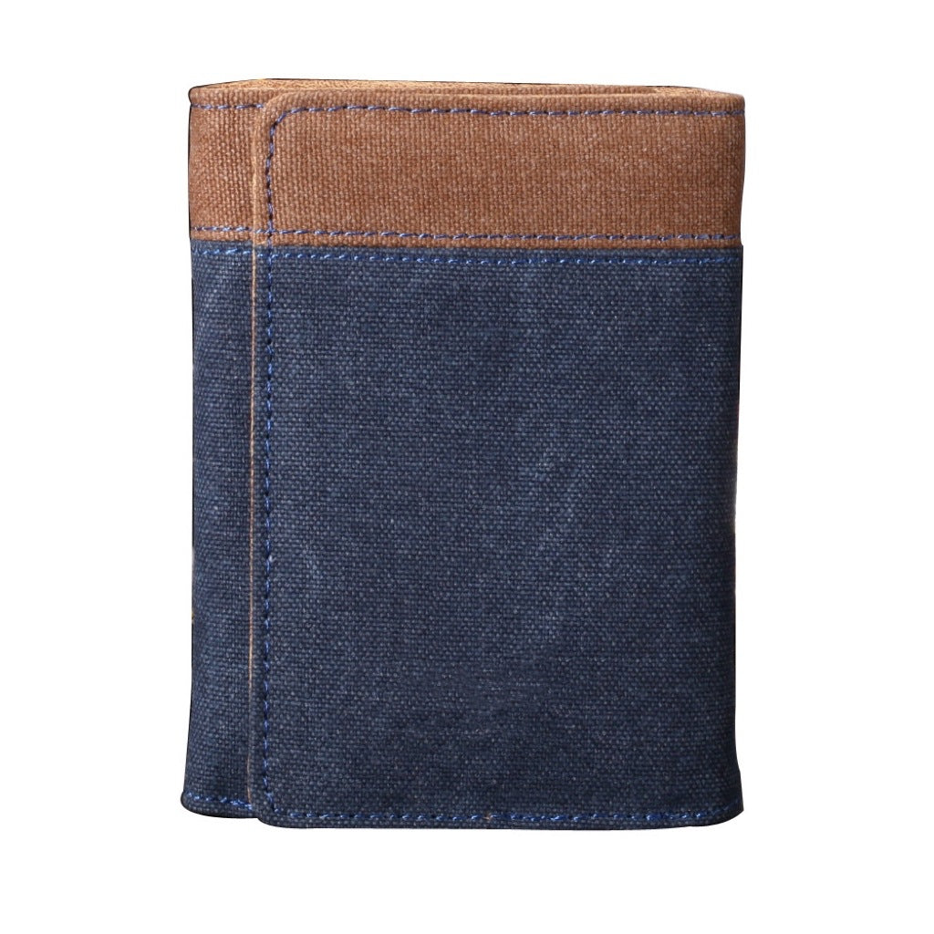 Denim canvas vintage student men's wallet short tri-fold wallet men's coin card bag spot wholesale