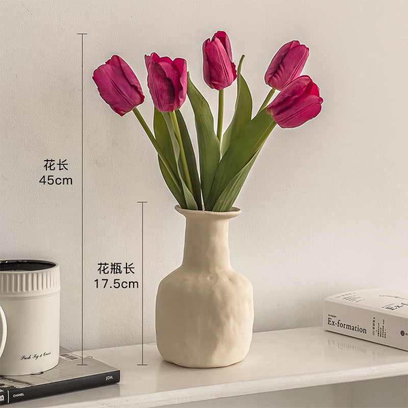 ins style high value tulip simulated flower fake flower wet ornament decoration table living room office decoration factory