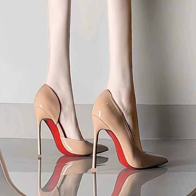 High Heels Bed Erotic Cannon Shoes Women's Stiletto Heels 2023 New Autumn Black 10cm Sexy Pointed-toe Single Shoes
