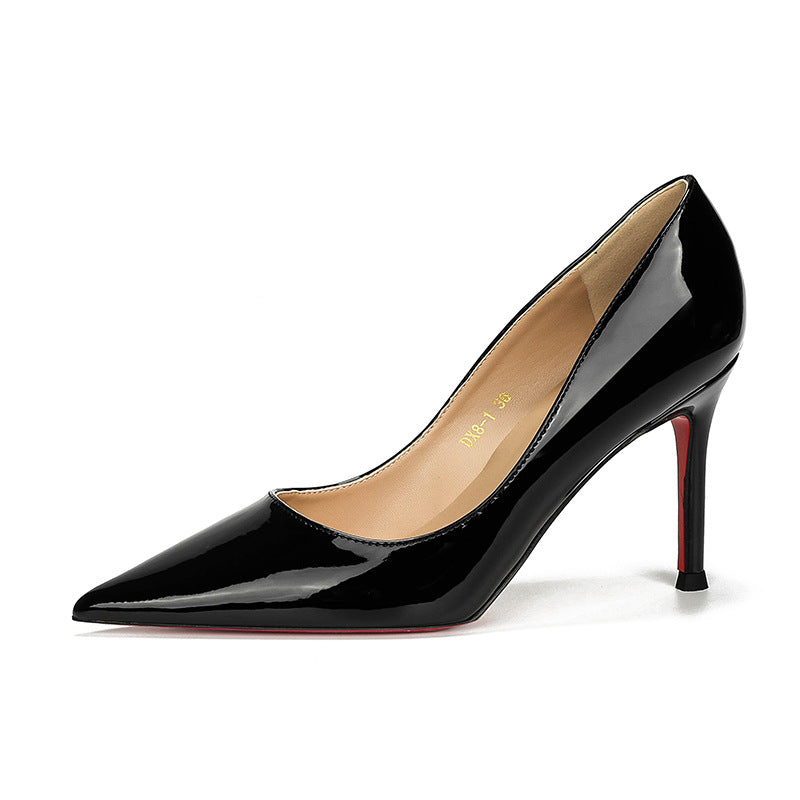 French red sole side hollow pointed high heels women's thin heels autumn and winter shallow sexy temperament, versatile light luxury and high-end sense