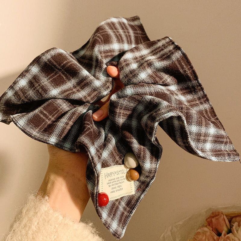 New Chinese blended style square scarf large intestine scrunchie women's large high-end square headband low ponytail hair tie hair accessory