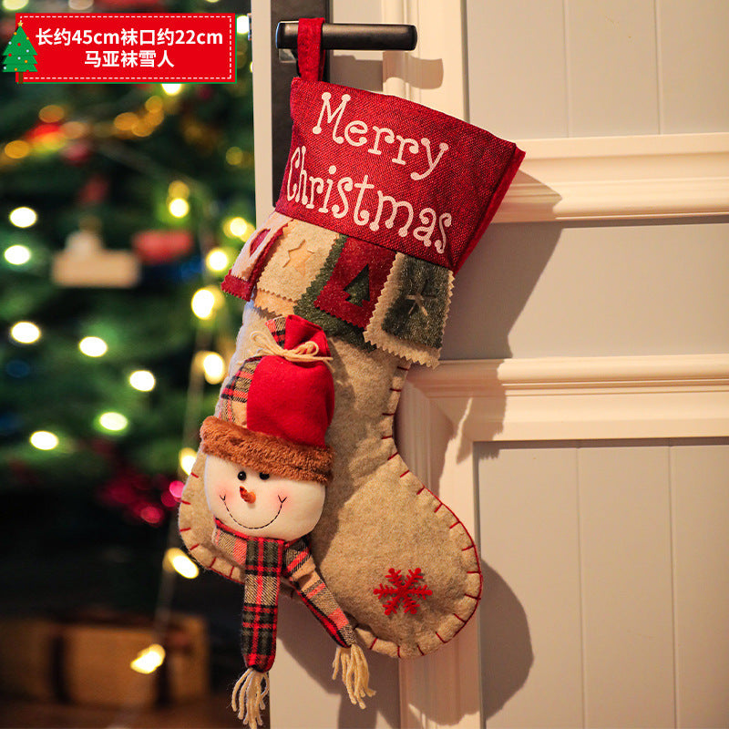 New Christmas decoration Christmas Eve Christmas stocking pendant gift Santa Claus kids Christmas gift bag wholesale