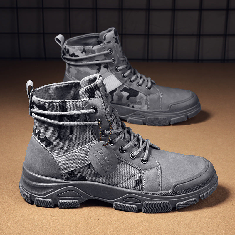 Popular outdoor trend martin boots plus size four seasons cloth men's boots camouflage pattern velvet thickened boots wholesale