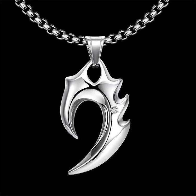 Wolf tooth stainless steel men's necklace trendy accessories high-end design niche pendant ins high street trendy brand versatile hip-hop