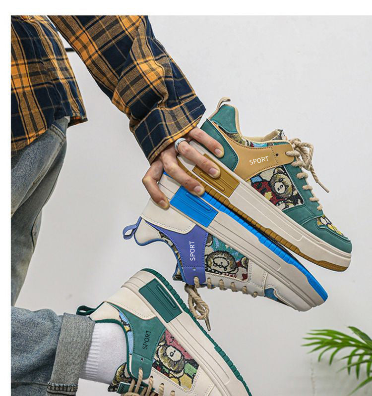Niche original men's shoes spring 2024 new breathable board shoes casual and versatile platform soled non-slip student sports fashion shoes