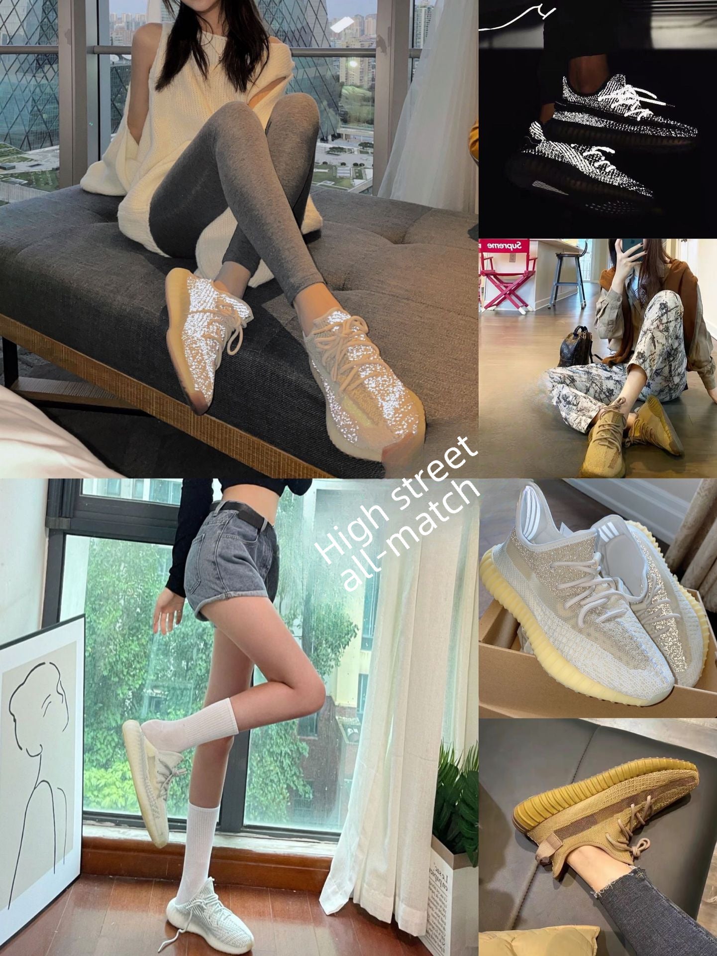 Coconut 350 Men's Shoes Summer High Edition Pure White Putian Really Burst Ice Blue Starry Breathable Casual Sports Women's Shoes