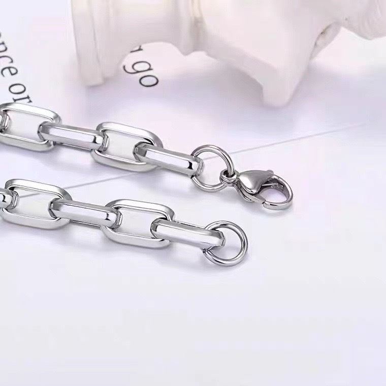 Explosive titanium steel men's handmade Cuban necklace square chain thickened stainless steel chain metal necklace jewelry necklace