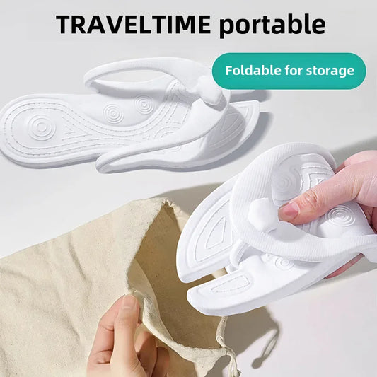 Folding slippers summer travel portable outdoor swimming seaside beach disposable flip flops hotel travel slippers