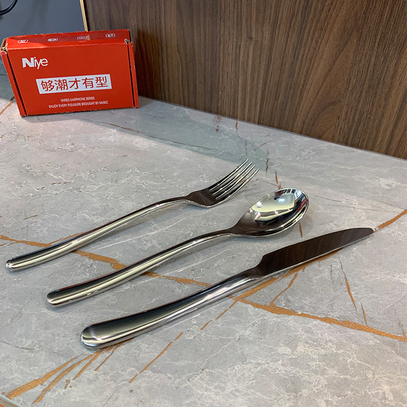 Hong Kong-style solid high-end hotel restaurant home steak knife, fork and spoon home tableware Western food set restaurant three-piece set
