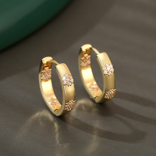 European and American hot selling temperament luxury copper inlaid zirconium earrings retro versatile round earring earrings earrings earrings earrings manufacturers wholesale