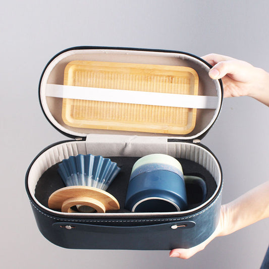 Ceramic Yamagakure series travel coffee set outdoor portable origami coffee filter cup company business gift