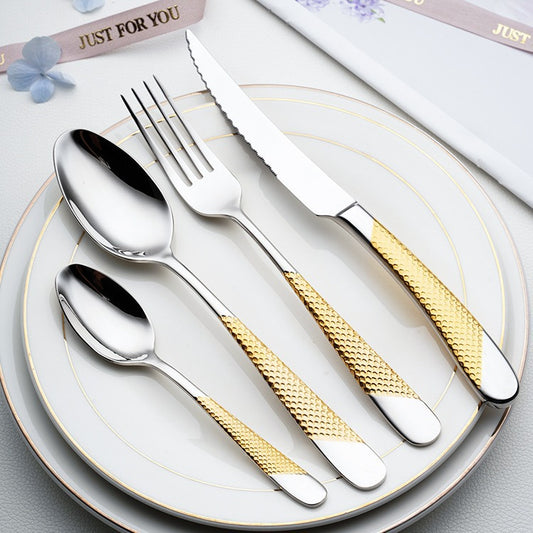 European style stainless steel couple steak knife, fork and spoon commercial household western tableware knife, fork and spoon three-piece set