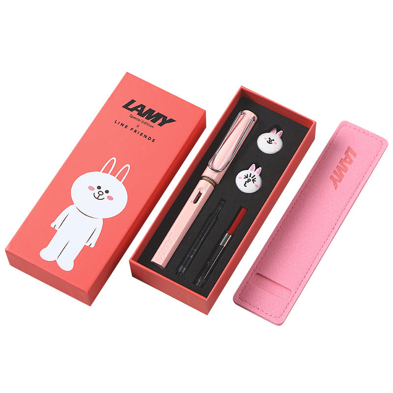 Spot German Lingmei cartoon student practice special fountain pen EF gift box ink sac ink souvenir wholesale on behalf of the wholesale