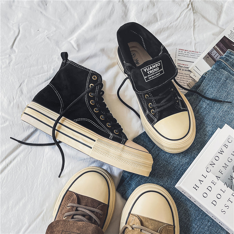 The live broadcast hit one shoe, two wearing high-top canvas shoes, the same couple, platform shoes, basic shoes, men's shoes