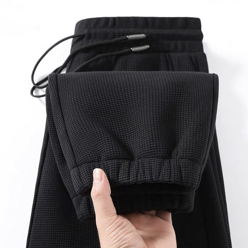 2025 Waffle Sweatpants Men's Spring and Autumn Men's Pants Gray Leggings Summer Plus Size Men's Casual Pants Men