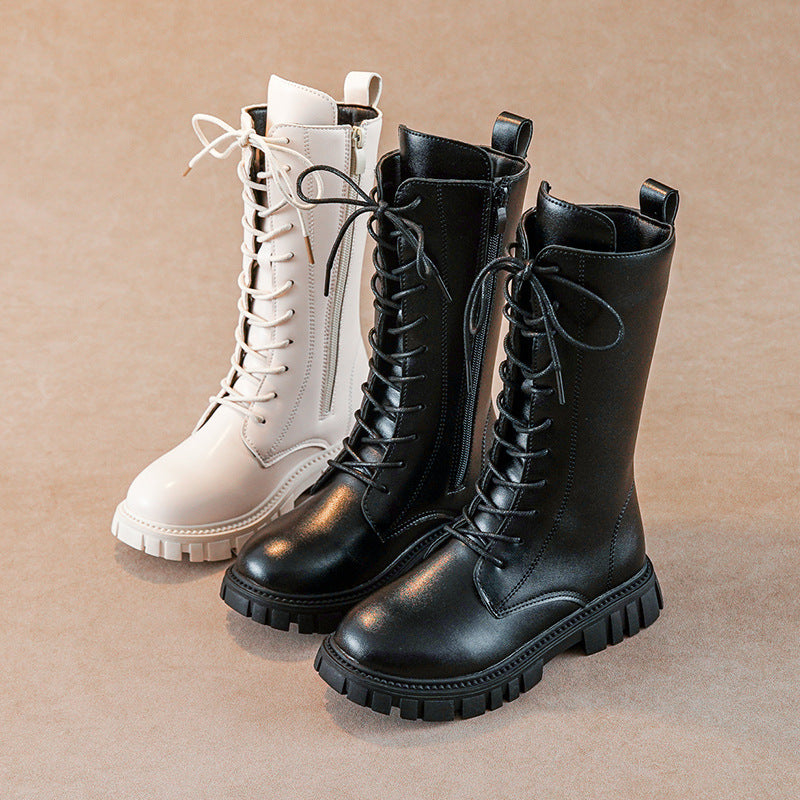 Amazon popular girls' boots, Korean version of British style martin boots, winter little girl high boots, princess boots