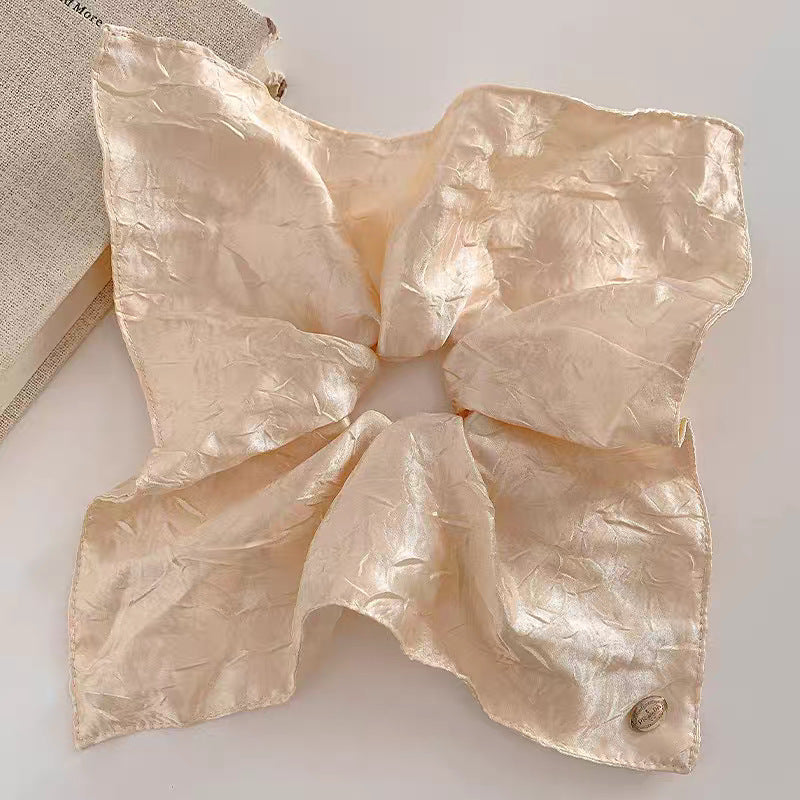 New Chinese blended style square scarf large intestine scrunchie women's large high-end square headband low ponytail hair tie hair accessory