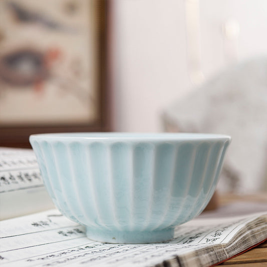 Jingdezhen celadon stripe rice bowl household 5 inch small soup bowl 10 noodle bowls creative characteristic ceramic tableware