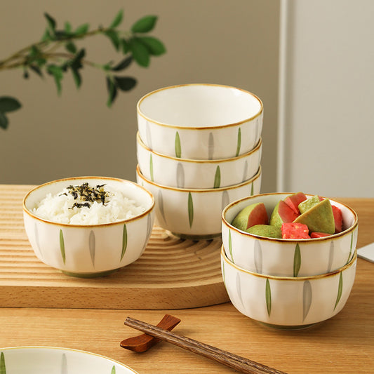 Japanese Style Fresh Rice Bowl Household Underglaze Color Tableware 2024 Amazon Hot Selling Bowl New High-value Tableware Noodle Bowl
