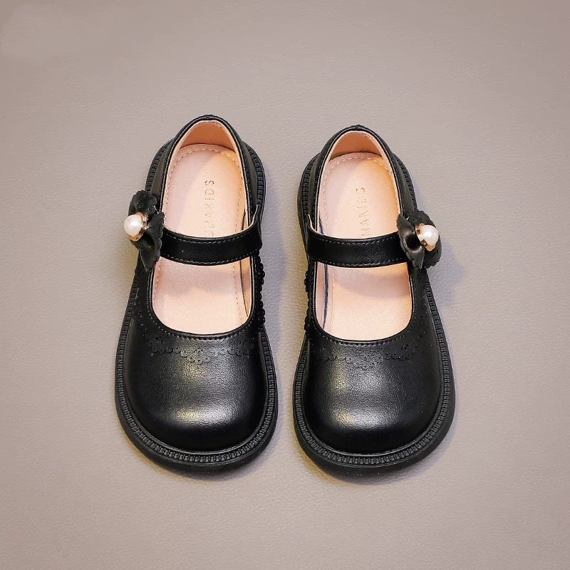 Girls' shoes, children's leather princess shoes, spring 2026 new baby British black lightweight soft-soled single shoes