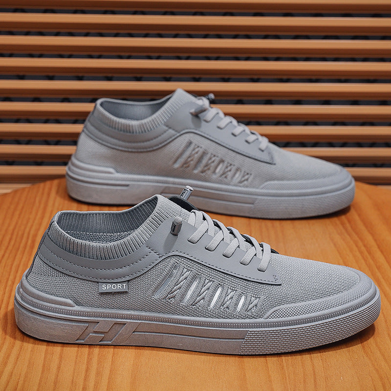 Summer men's shoes new breathable canvas shoes men's Korean version trendy versatile flying woven mesh athleisure board shoes men