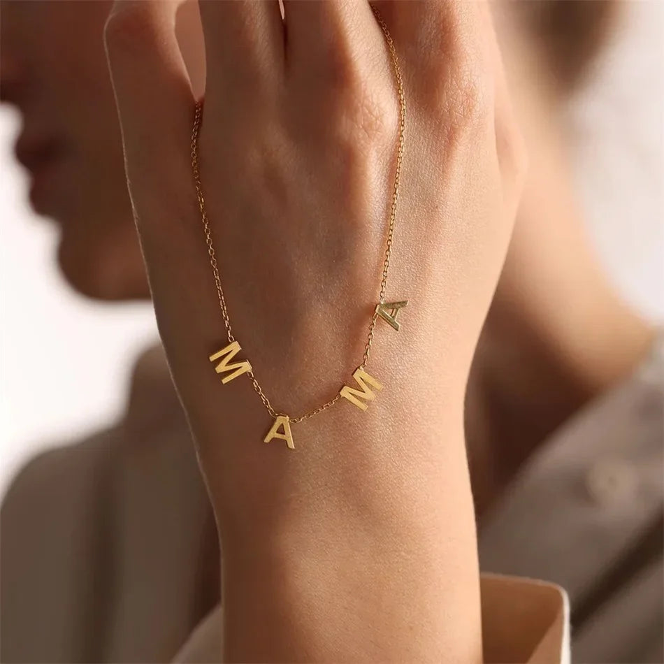European and American personality 26 English letter name necklace silver female valentine's day DIY gift clavicle chain