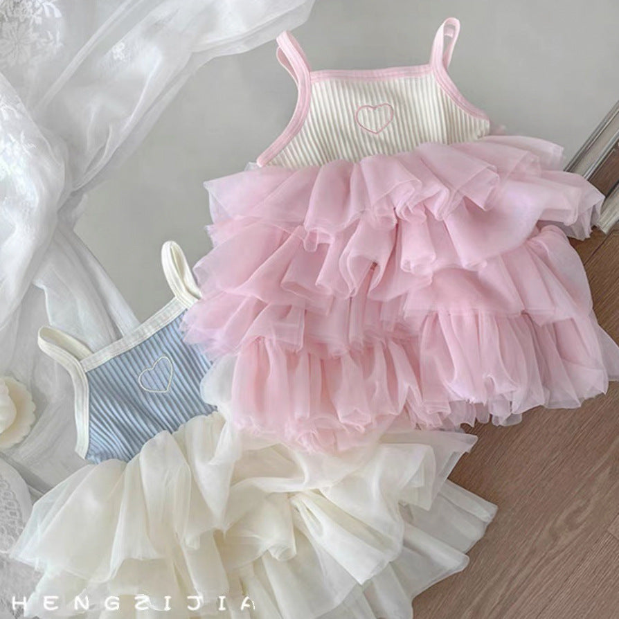 2025 Summer New Baby Girl Foreign Cake Skirt Princess Skirt Girls Clothes Suspendron Dress Puffy Skirt Tide