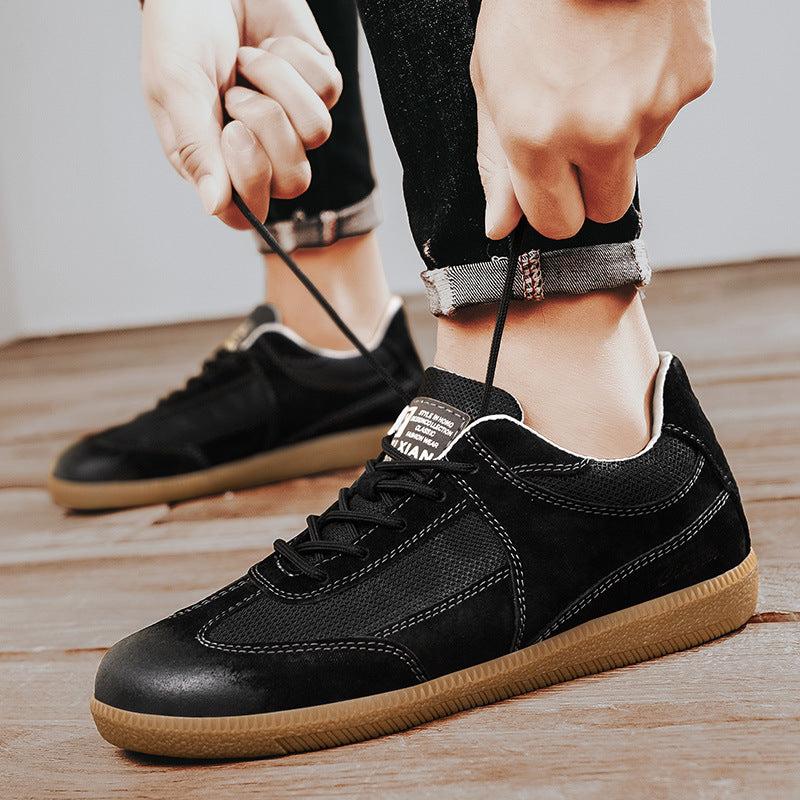2024 cross-border large dock layer pigskin retro German training shoes breathable fashion men's plus-size casual shoes