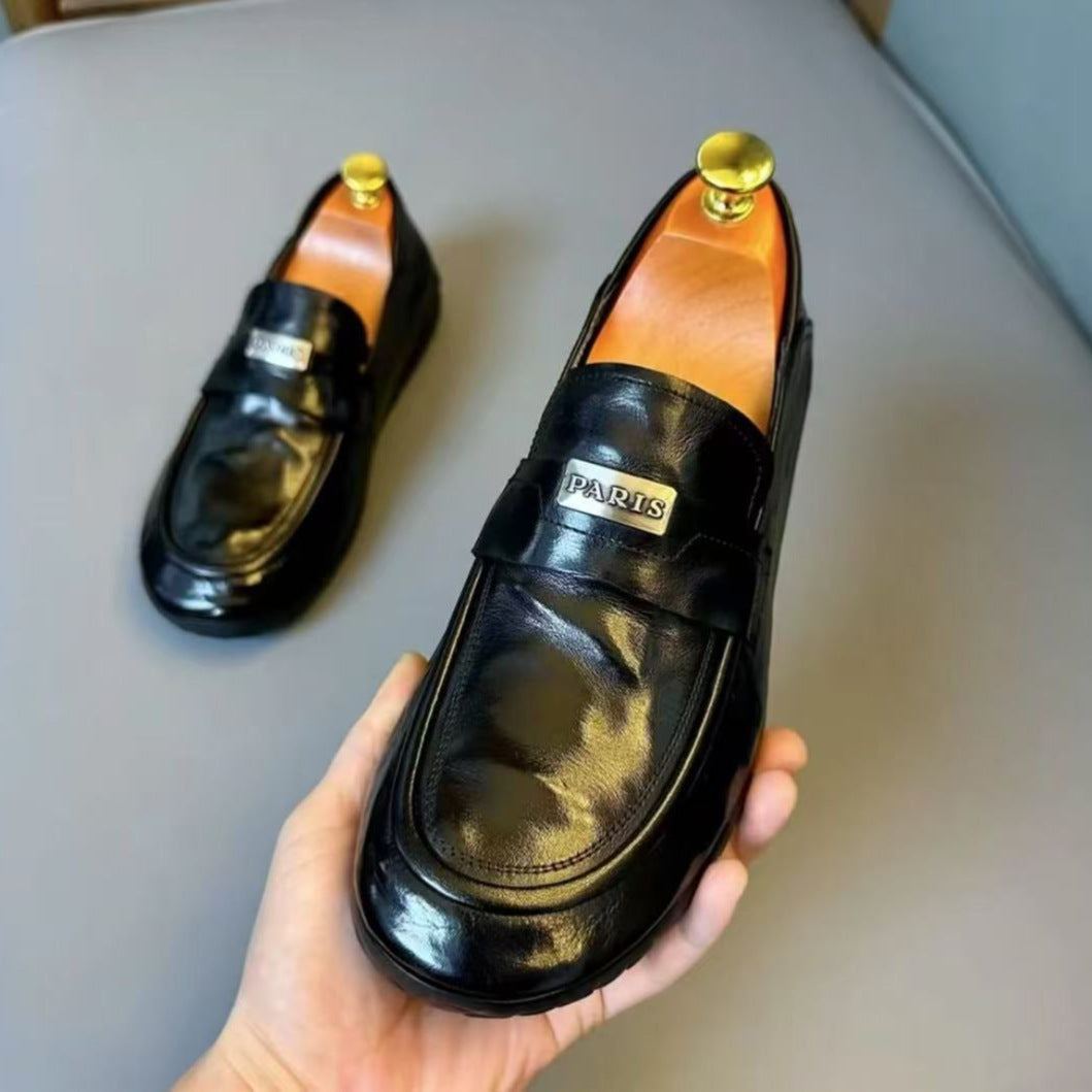 Guangzhou early spring new men's shoes business casual soft bottom mango water scratch cowhide no glue bean beanie shoes leather shoes 71231-21