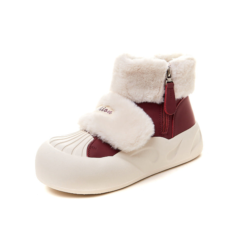 High-top shoes platform soles increase the height of the furry fashion dad shoes women's 2025 new super popular Korean version of student sports shoes