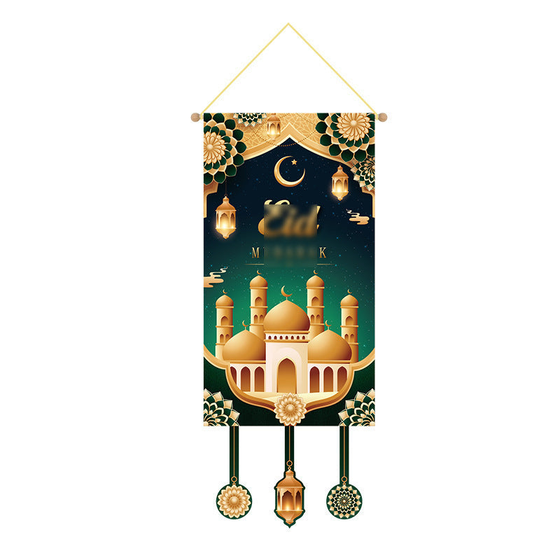 Cross-border classic plaid Christmas flag decoration couplet lantern elf family restaurant KTV shopping mall holiday decoration