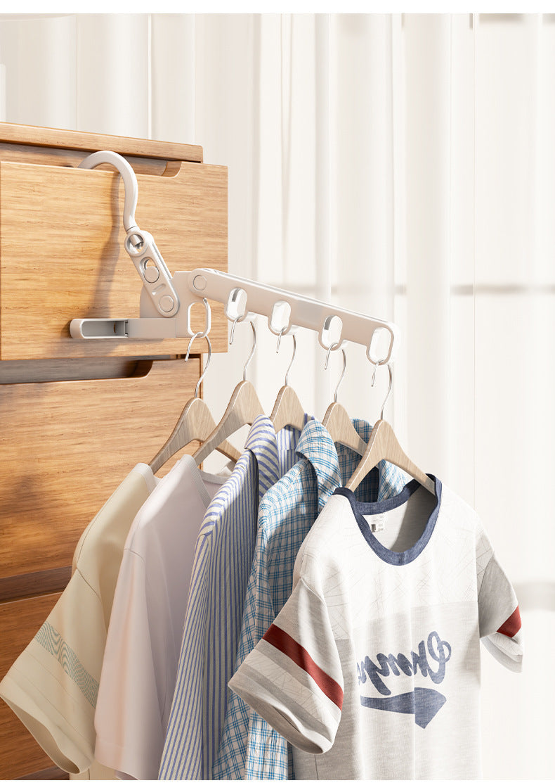 Folding drying rack thickened indoor multifunctional wall hung travel plastic hanger wholesale business trip portable five-hole hanger