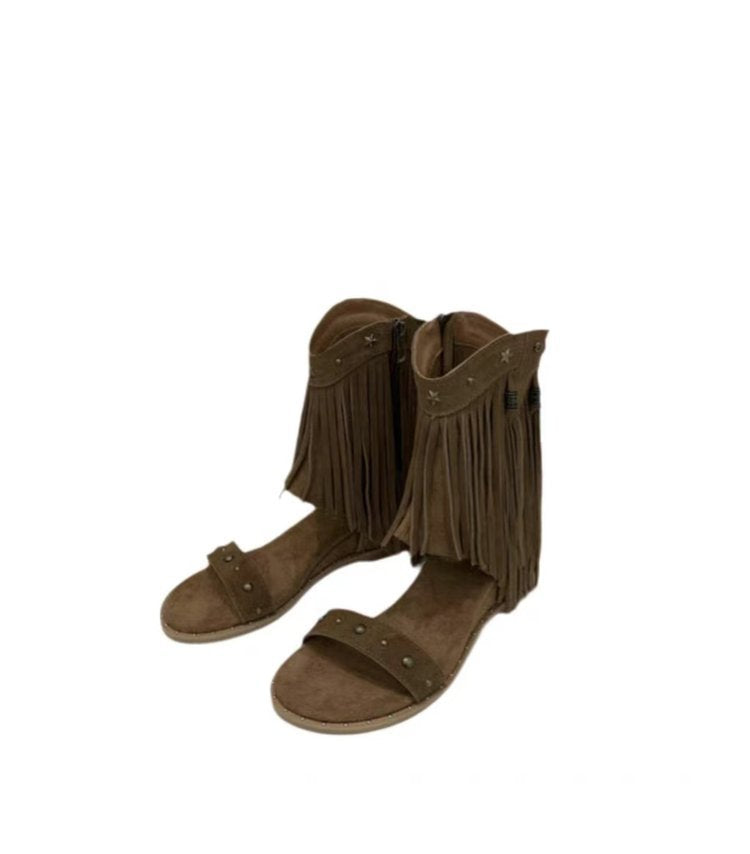 [Armano] design tassel rivet roman sandals women's 2025 new boots women's summer high-top sandals