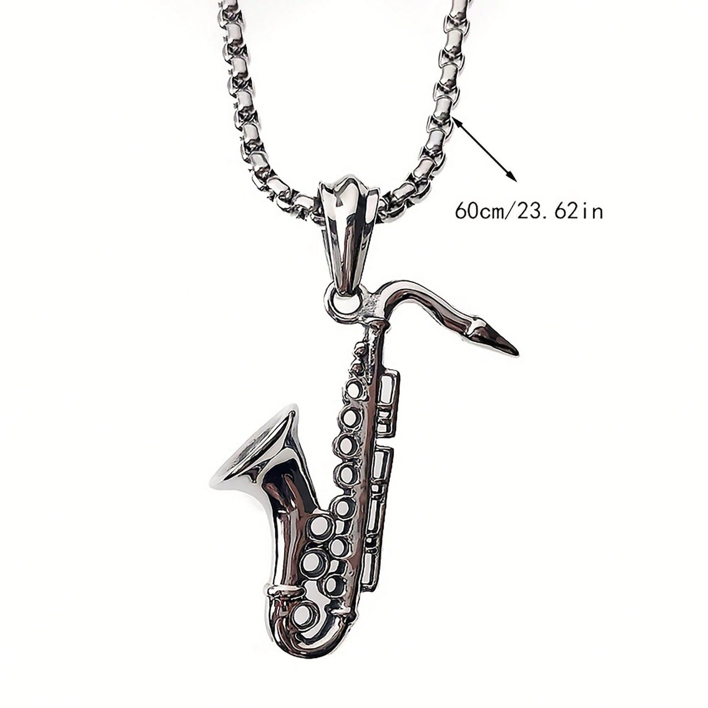 Hip-hop musical instrument saxophone pendant necklace cross-border explosive men's fashion personality necklace sweatshirt chain