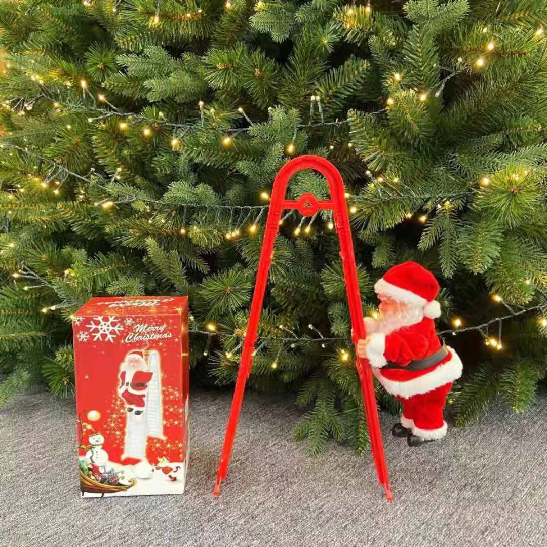Cross-border Christmas decoration electric climbing ladder Santa Claus climbing beads Santa Claus children's gift shopping mall decoration