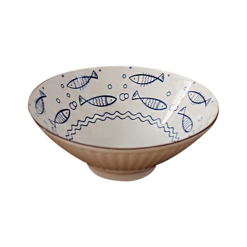 Japanese Style Ceramic Ramen Bowl Home 8 Inch Large Bowl Bell Bowl Fruit Bucket Bowl Ramen Bowl Instant Noodle Bowl Shop