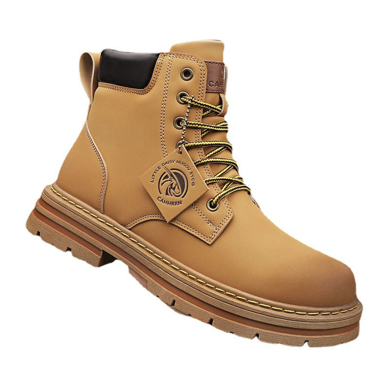 European Station Martin Boots Men's 2024 Autumn New British Style Yellow Boots Soft Leather Soft Sole Retro Boots Cargo Boots