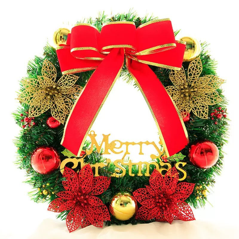 Christmas decoration door pendant hanging rattan circle Christmas wreath 30cm 40cm 50cm 60cm hotel shopping mall decoration