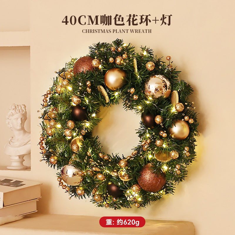 Christmas Christmas decoration wall luminous Christmas tree Christmas ornament pendant pine cone rattan pendant