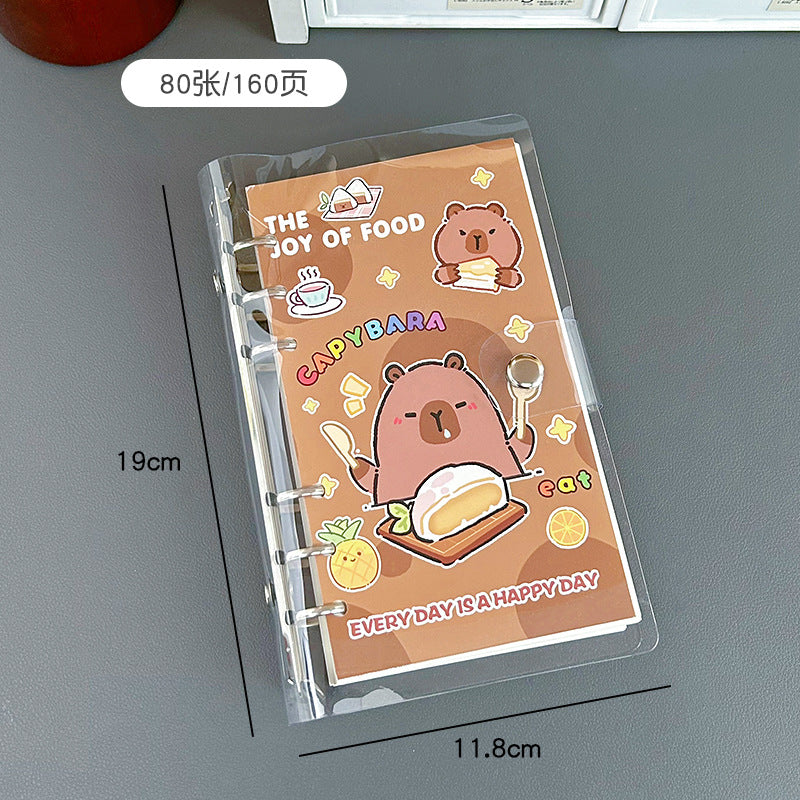 Kapibala loose-leaf notebook, cute capybara notebook, student diary, guinea pig detachable notepad